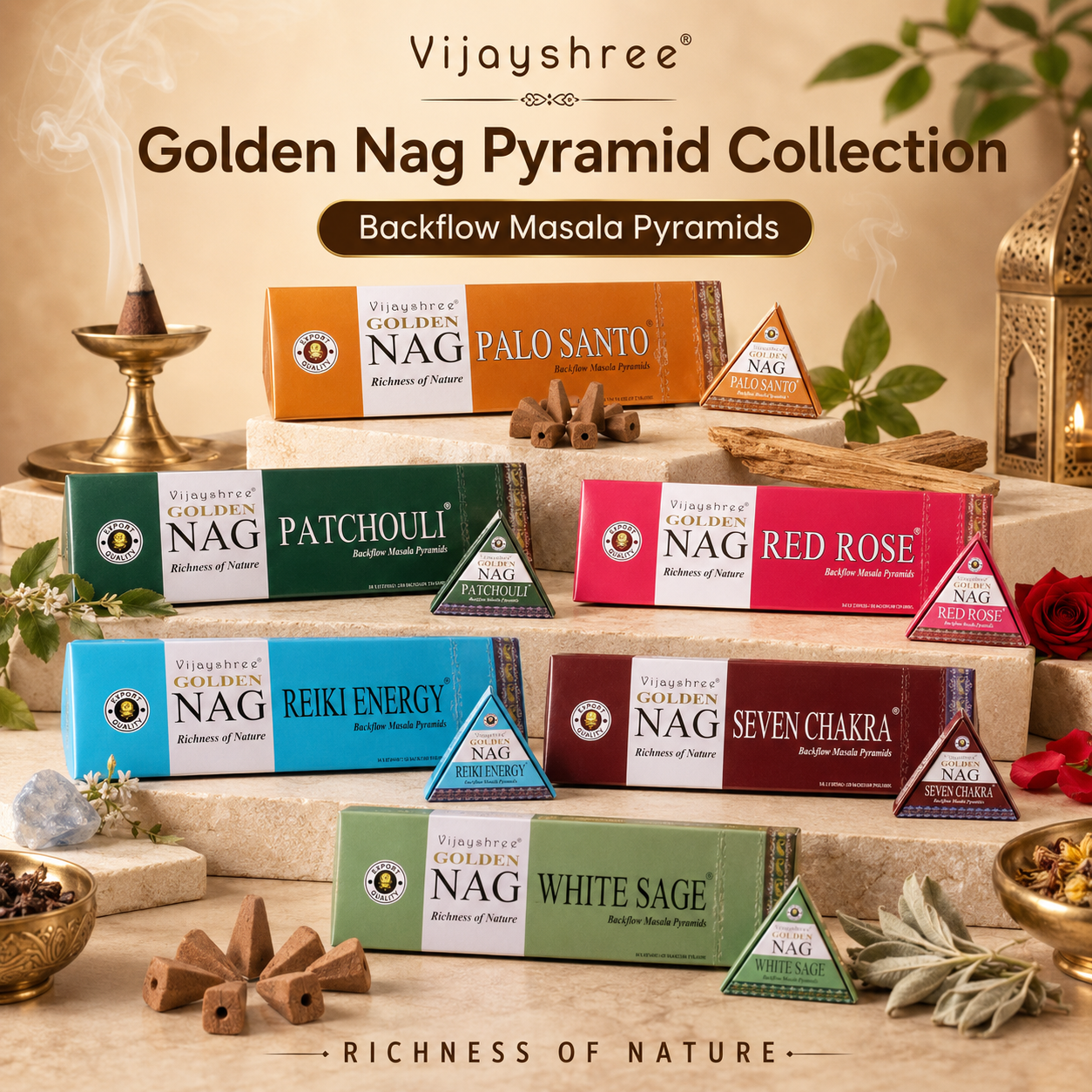 Vijayshree Golden backflow cones collection