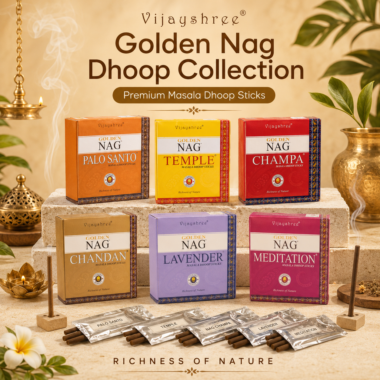 Vijayshree Golden dhoop sticks collection