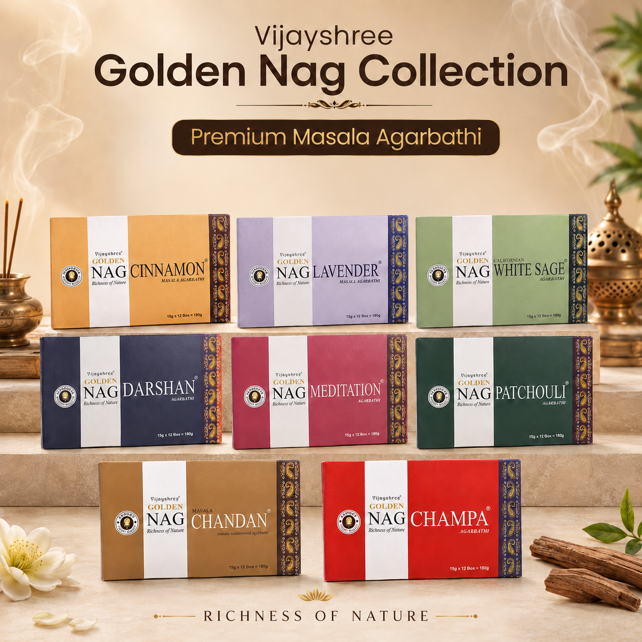 Vijayshree Golden incense sticks export range